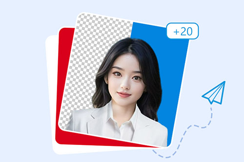 批量證件照效果：生活照變證件照；換底色；支持大小、分辨率調整，一次處理20張證件照